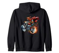 Motorcycle Dog Superhero Rider With Cape And Flames Zip Hoodie