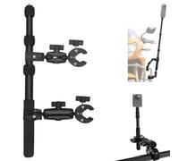 Motorcycle Double Clamp Mount & Invisible Stick compatible for Insta360 X5 | Heavy Duty motorbike Handlebar Clamp Mount 43” Selfie Pole compatible for GoPro13-3 Action Camera for Bicycle ATV UTV（Black）