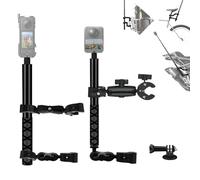 Motorcycle Double Clamp Mount with 47” Stick Compatible for Insta360 X5-X | Dual Clamp Fits Handlebars and Seat Posts, Built In Thick Rubber Pads To Avoid Scratches and Stabilize Shooting