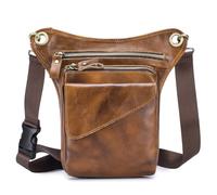 Motorcycle Drop Leg Bag Waist Pack for Men Women Outdoor Travel Sports Tactical Bike Cycling Riding Hiking Camping Pouch Belt Bumbag, #21Brown, Vintage