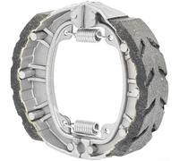 Motorcycle Drum Brake Shoes With Thickened Metal Construction For Enhanced Stopping Power, Ventilated Grooves For Heat Dissipation, Responsive Spring Reset(Black)