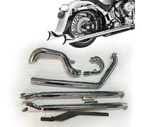 Motorcycle Dual Exhaust System Chrome Pipe For Harley Heritage Softail Classic FLSTC 2007 2008 2009 2010 11 12 13 14 15 16 2017 Fatboy FLSTF 07-17 FLSTFB 10-16