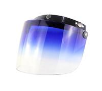 Motorcycle Durable Windproof 3-Snap Visor Lens Shield for Motorcycle Helmets Flip Up Down Open Face Anti Glaring Helmet Accessories(Blue)(Blue)