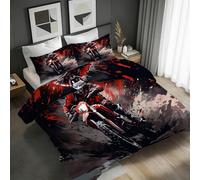 Motorcycle Duvet Cover Set Double Size Racing Sports 3D Print Bedding Quilt Cover Set Soft Microfiber Comforter Cover 3 Pieces with Zipper Closure + 2 Pillowcases Bedroom Decor 1R634