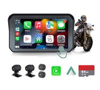 Motorcycle DVR: Wireless Apple Carplay, Android Auto, TPMS, Dual HD 1080P Cameras, GPS, G-Sensor, Siri & Google Voice, 5-Inch IPS Touch Screen, WiFi, Bluetooth, TF Card, Waterproof TTXSCAM MT01
