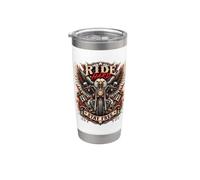 Motorcycle Eagle Freedom Rider Ride Hard Stay Free Stainless Steel Insulated Tumbler