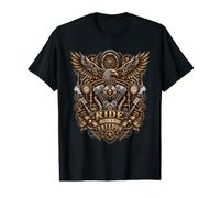 Motorcycle Eagle Ride Driven By Freedom Biker Quote Value Graphic T-Shirt