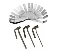 Motorcycle Engine Valve Adjustment Tool Set with 16-Blade Feeler Gauge, 0.-0.020 Inch Range, Stainless Steel T-Type Wrench Kit for Valve Clearance(A)