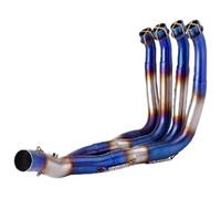 Motorcycle Exhaust Middle Pipe For Y&amaha R6 Motorcycle Exhaust System Escape Slip On Front Tube Link Pipe Connect 51MM Muffer(Blue)