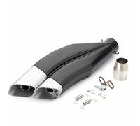 Motorcycle Exhaust Muffler System, Dual Outlet Tips, Black and Chrome, with Installation Hardware
