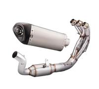 Motorcycle exhaust pipe Compatible With For FZ09 For MT09 For XSR900 Motorcycle Exhaust Pipe Slip On Front Oblique Triangle Carbon Muffler Tube Line(B)