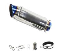 Motorcycle Exhaust Pipe Muffler Tip Universal 38MM 51mm 60mm Exhaust Pipe Motorcycle Muffler Escape Link Tailpipe With DB Killer(Type12 -Silver Blue)