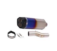 Motorcycle Exhaust Pipe SilenExhaust Mufflercer Motorcycle Exhaust For Benelli For TRK502X For 502X TRK 2019 2020 2021 Full Systems Motorcycle Mid Link Pipe Connection Double Hole Muffler(Blue)