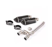 Motorcycle Exhaust System 51mm Muffler Silencer Tip With Double Exit Middle Tube For Y&amaha FZ6 FZ6N FZ6S(Style 1)