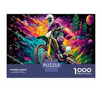 Motorcycle Extra-Thick Cardboard Biker Neon DIY Jigsaw Puzzle for Adults Kids 12 Years Up Fun Challenging Family Game Beautiful Decoration 70x50cm/1000pcs