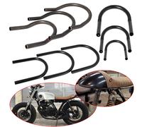 Motorcycle Flat Upswept Tracker End Rear Seat Loop Cafe Racer Modified Frame Hoop for Universal Yamaha BMW Honda CB LED Light B Unpainted 210mm