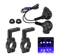 Motorcycle Fog Light Auxiliary LED Skull Design 2PCS(Blue) | LED skull design, waterproof IP65, drain, high brightness output, front fog auxiliary