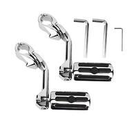 Motorcycle Footrest Bracket, Adjustable Long Handle Foot Pegs, Silver Black Pair - Enhanced Comfort, Locking Design, Fit for Touring Models