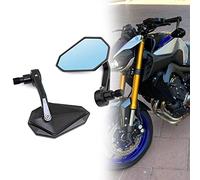 Motorcycle For XJ6 FZ8 FZ6 MT-09 MT-07 MT-03 XSR700 XSR900 Black Aluminium Handlebar End Side Mirror W/ 16mm Bolt-on