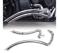 Motorcycle For Yamaha V Star 1100 Dragstar XVS1100 Slash Cut Exhaust Pipe Mufflers Full Exhaust System Drag Pipes Silencer (Color : Chrome)