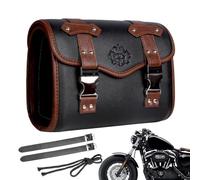 Motorcycle Fork Bag - Leather Saddle Bags for Motorcycles, PU Leather Waterproof Motorcycle Tool Bag Saddle Bag Motorcycle Tool Bag with 2 Straps for All Motorcycles and Bikes, Two Colors
