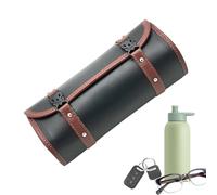 Motorcycle Fork Bag PU Leather Waterproof Handlebar Pouch | Roll Tool Organizer, Storage Pouch, Vintage Look for Front Fork, Sissybar