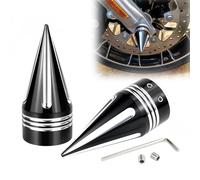Motorcycle Front Axle Nut Covers 3.6" Spike Front Axle Caps Compatible for Harley Touring Street Road Electra Tri Glide Road King Fat Boy Dyna Sportster (Black)