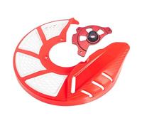 Motorcycle Front Brake Disc Guard Fit for Honda CR/CRF 125R 250R 450R/X 2004-2017 - Rotor Cover Shield with ABS & Aluminum for Off-Road Protection (Red-White)