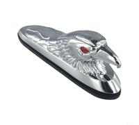 Motorcycle Front Frame Ornament for Eagle Head Shape Chrome Decor with Red Eyes, Compatible with Most Motorcycle and For ATV Models, Aluminum 15.5 x 3.9