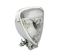Motorcycle Front Headlight Universal Retro Modification Triangular Metal Headlights Fit For Harley Chopper Cafe Racer Custom (Chrome Transparent Lens)