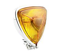 Motorcycle Front Headlight Universal Retro Modification Triangular Metal Headlights Fit For Harley Chopper Cafe Racer Custom (Chrome Amber Lens)