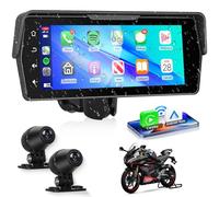 Motorcycle Front+Rear Dash Cam,6.86 inch IPS 1280x480P Touch Screen,1080P Motorcycle Camera DVR,Wireless Carplay&Android Auto,GPS,IP67 Waterproof,120°Wide,Bluetooth5.0,TF,PhoneLink for Motorbike