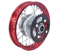 Motorcycle Front Wheel Rim Dirt Pit Bike Drum Brake Hub With 1.40-10 Inch Aluminum Circle Rear Wheel With Sprocket And Brake Cover(Red)