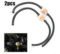 Motorcycle Fuel Filter Kit with 6mm Fuel Filter Hose for 47cc 49cc Scooter ATV Quad, 2-Pack Black Rubber Hose with Metal Clip, Compatible