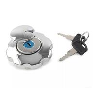 Motorcycle Fuel Tank Cap Lock Set, Fit ATV Bike Aluminum Alloy Gas Filler Cover with Keys Silver Locking System