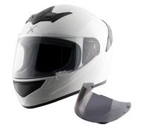 Motorcycle Full Face Crash Helmet Motorbike Scooter Free Smoked Visor Axor Rage White Gloss (Large)