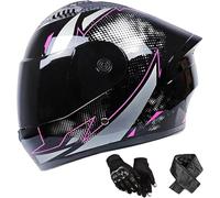Motorcycle Full face Helmet, Motorcycle Helmet with Double Visor, DOT/ECE Certificate, Scooter cyclomotor Helmet, Size: 58-62 cm,Unisex J