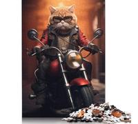 Motorcycle Gang Funny Cat Jigsaw Puzzles Puzzle for Adults Kids. 1000 Pieces Whimsical Challenge Toy Educational Games Home Decoration for Educational Games Gifts 1000pcs (38x26cm)