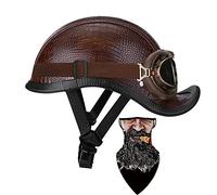 Motorcycle German Leather Half Face Generic DOT Approved Motorbike Moped Jet Bobber Pilot Crash Chopper Lightweight Breathable Towel Goggles M-XL