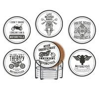 Motorcycle Gifts Coaster, Ceramic, Set of 6, with Gift Box, Absorbent with Cork Base, Gifts for Motorcycle Lovers, Home Decor for Housewarming, Thanksgiving, Birthday, Christmas