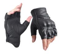 Motorcycle Gloves Leather Driving Motor Half Finger Gloves for Men Fingerless Gloves (Medium)