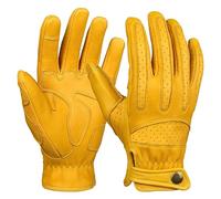 Motorcycle Gloves Mens Touch Screen Gloves Leather Motorcycle Glove Outdoor Sport Full Finger Cycling Mountain Bicycle Moto Gloves hard (Color : Yellow, Size : M)