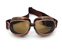 Motorcycle Goggles Vintage Pilot Goggles Retro Motocross Goggles Outdoor Eyewear Sports Goggles for Half Helmets (Copper Frame, Black Lens)