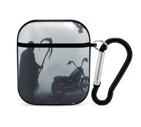 Motorcycle Grim Reaper Biker Earphone Case Cover Compatible with AirPods 1&2 Shockproof Bluetooth Headset Case Black-style