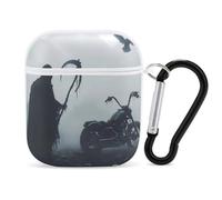 Motorcycle Grim Reaper Biker Earphone Case Cover Compatible with AirPods 1&2 Shockproof Bluetooth Headset Case White-style