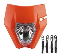 Motorcycle Grimace Headlamp Lens, ABS Front Light Housing, Large Headlight Lampshade with Strap Mounting for 250EXC - F SIX DAYS and SX XC EXC Models (Orange)