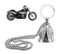 Motorcycle Guardian Bell Durable Set, Angel Guardian Riding Bell with Chain, Metal Alloy Motorbike Luck Riding Bell, Portable Biker Bells for Outdoor, Motorcycle Accessories Gifts for Man Husband