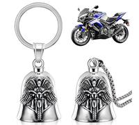 Motorcycle Guardian Bell for Motorbikes 2 Pcs Guardian Riding Bell with Titanium Steel Chain, Lucky Charm for Biker, Easy Mounting for Bicycles Mountain Bikes Keychains, Gift for Man Riders Husband