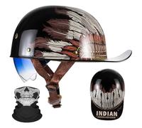 Motorcycle Half Helmet Baseball Cap Helmet Half Shell Helmet with Face Mask ECE Certified Jet Helmet Blue Lens Gradient Color Light Motorcycle Helmet J,M=57-58CM