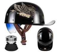 Motorcycle Half Helmet Baseball Cap Helmet Half Shell Helmet with Face Mask ECE Certified Jet Helmet Blue Lens Gradient Color Light Motorcycle Helmet B,XL=61-62CM